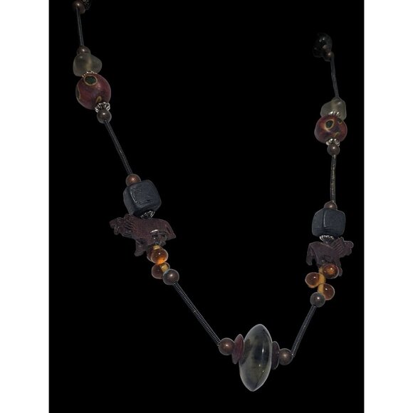 Vintage Treska Abstract Beaded Safari Necklace - Picture 3 of 7